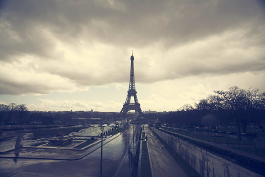 Photo of Eiffel Tower with dramatic sky, Paris, France