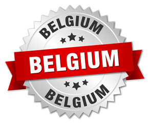 Belgium  round silver badge with red ribbon