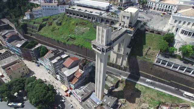 Aerial view of Lacerda Elevator on Pelourinho in Salvador, Brazil