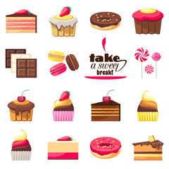 Set of fifteen delicious desserts