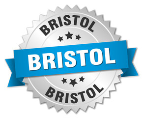 Bristol round silver badge with blue ribbon