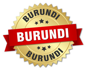 Burundi round golden badge with red ribbon