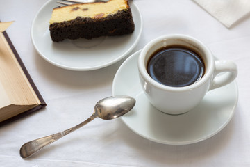 Morning coffee with cheesecake