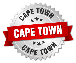 Cape Town  round silver badge with red ribbon