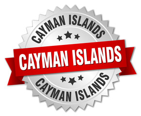 Cayman Islands  round silver badge with red ribbon