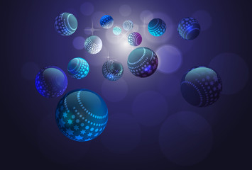 blue glowing orbs flying in space.vector illustration