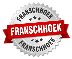 Franschhoek  round silver badge with red ribbon