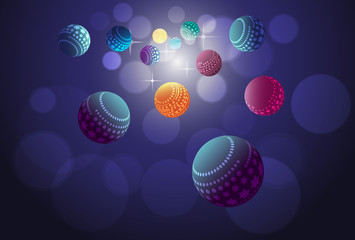 color glowing orbs flying in space.vector illustration