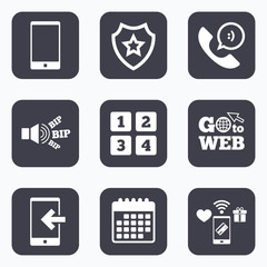 Phone icons. Call center support symbol.