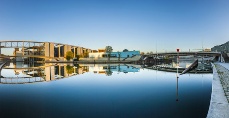 goverment buildings with reflection in Spree, Berlin