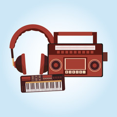 Music icon. Retro concept. Flat illustration, editable vector