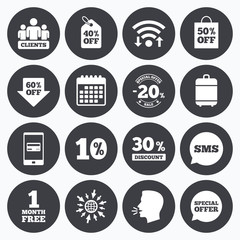 Sale discounts icon. Shopping, deal signs.