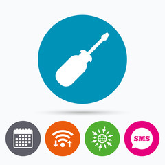 Screwdriver tool sign icon. Fix it symbol.