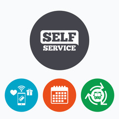 Self service sign icon. Maintenance button.