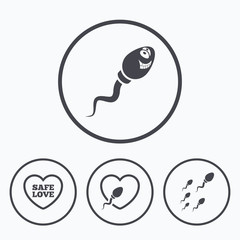 Sperm icons. Fertilization or insemination signs