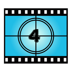 Film Screen Countdown Number Four . Vector Movie Illustration