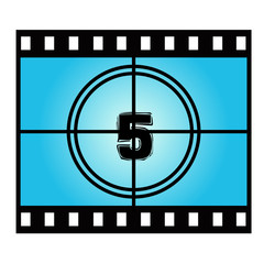 Film Screen Countdown Number Five. Vector Movie Illustration