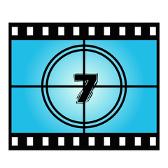 Film Screen Countdown Number Seven. Vector Movie Illustration