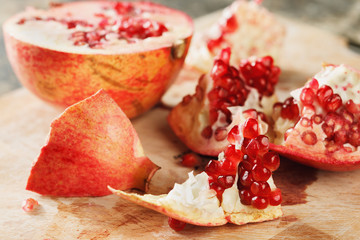 Fresh peeled pomegranates