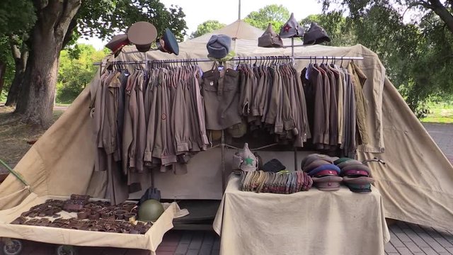 selling Soviet uniforms of soldiers and officers