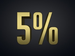 5 percent 3d render symbol