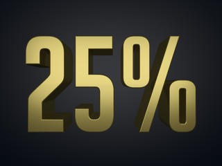25 percent 3d render symbol