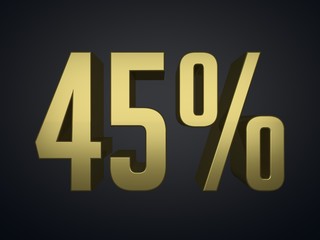 45 percent 3d render symbol