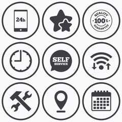 Repair fix tool icons. Customer service signs.
