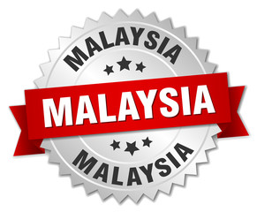 Malaysia  round silver badge with red ribbon