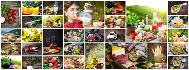 Tuinposter Lebensmittel: Collage aus Essen und Getränken © Visions-AD