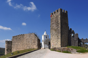 Fototapeta na wymiar Walls and San Miguel church (15th century),Penela, Beiras region, Portugal