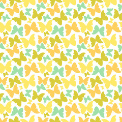 Seamless pattern with hand drawn outline butterflies