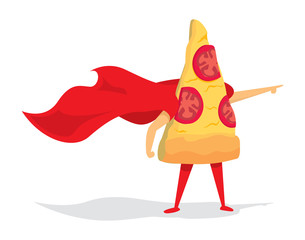 Pizza super hero with cape