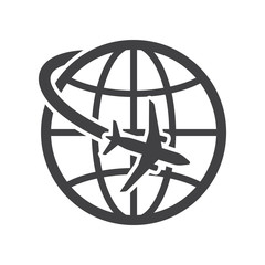 Globe and plane icon