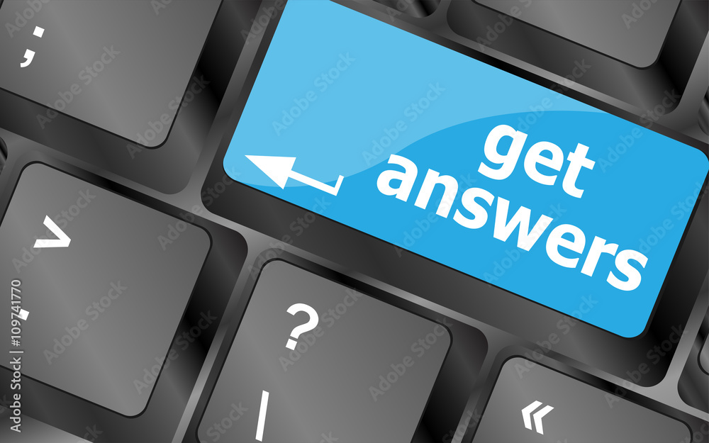 Poster A keyboard with a key reading get answers. Keyboard keys icon button vector. Keyboard Icon, Keyboard Icon Vector, Keyboard Icon Art, Keyboard Icon App