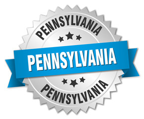 Pennsylvania round silver badge with blue ribbon