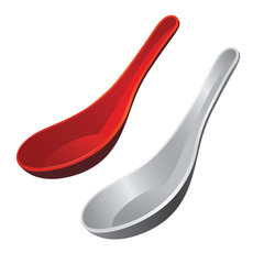 Silver and Red Soup Spoon - 109743167