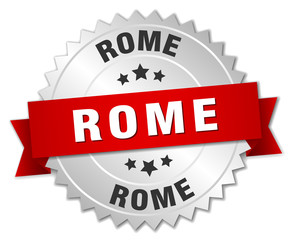 Obraz premium Rome round silver badge with red ribbon