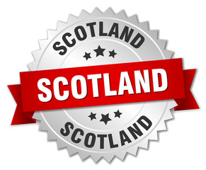 Scotland  round silver badge with red ribbon
