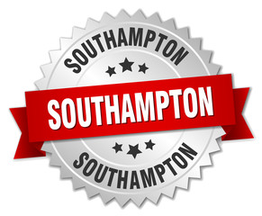 Southampton  round silver badge with red ribbon