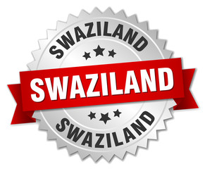 Swaziland  round silver badge with red ribbon