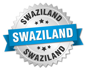 Swaziland round silver badge with blue ribbon