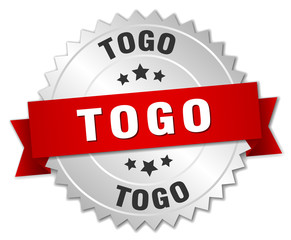 Togo  round silver badge with red ribbon