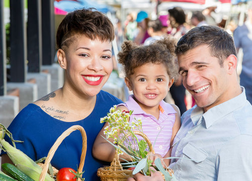 Attractive Family At Farmers Market