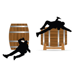 man drunk on barrel illustration