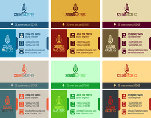 Business cards vector pack for recording studios 