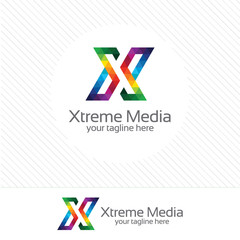 Colorful letter X logo vector template. Letter X logo for techno