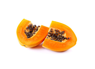 sliced papaya isolated on a white background