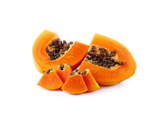 sliced papaya isolated on a white background