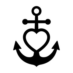 Anchored / anchor heart flat icon for apps and websites